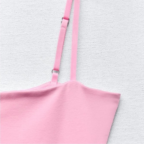 NWOT Zara Sleeveless Mini Body con Dress in pink cotton - Picture 4 of 4